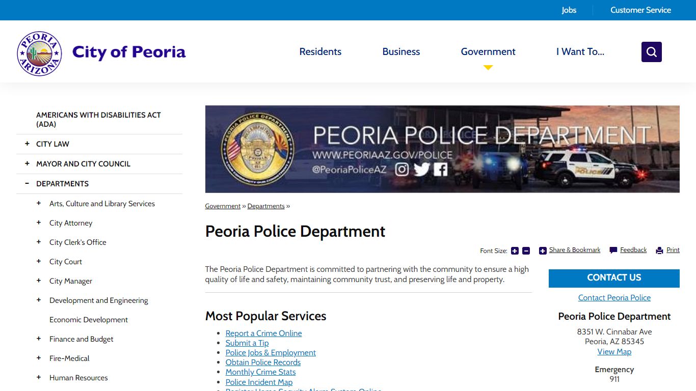 Peoria Police Department | City of Peoria - Peoria, Arizona